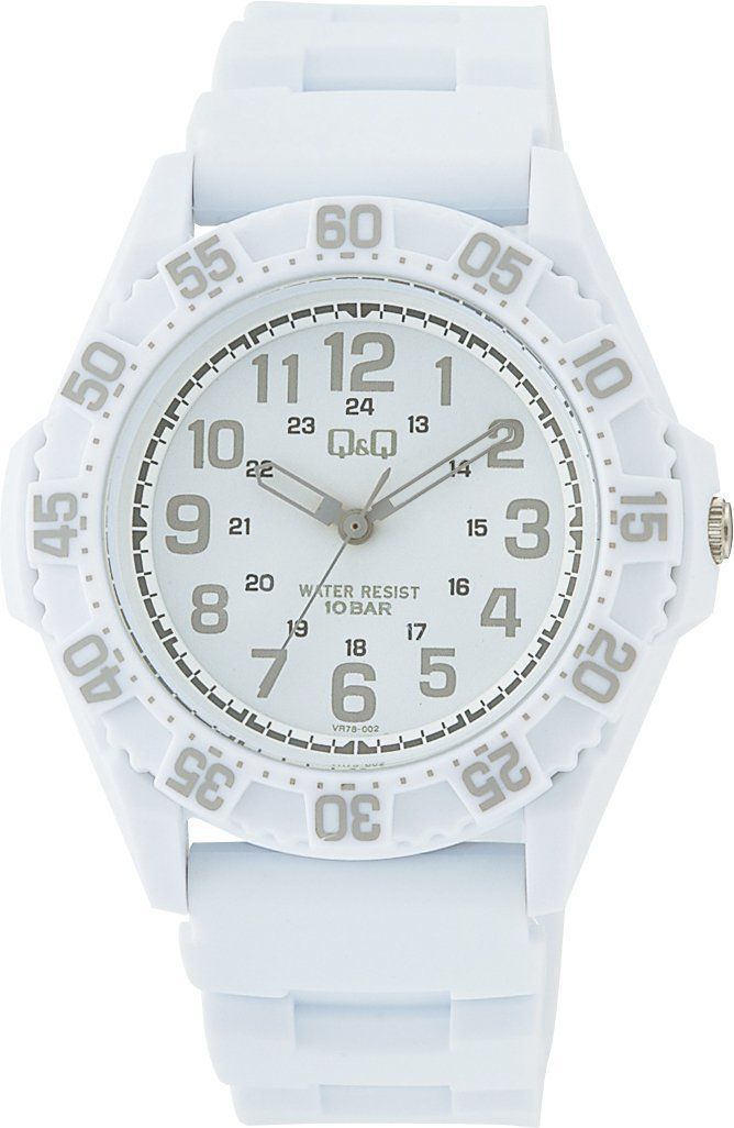 【新着商品】ウレタンベルト 防水 VR78-002 アナログ メンズ 腕時計 Qu0026Q] ホワイト [シチズン