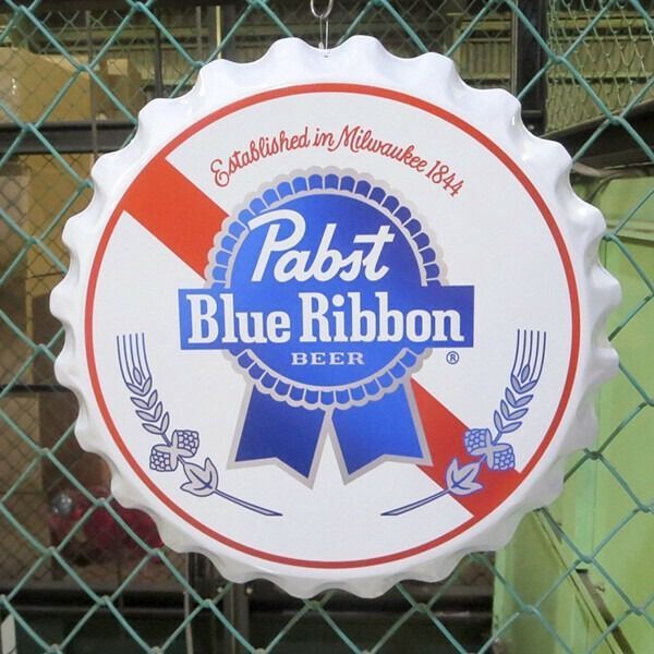 ボトルキャップ メタルサイン Pabst Blue Ribbon パブスト ブリキ看板 アメリカン雑貨