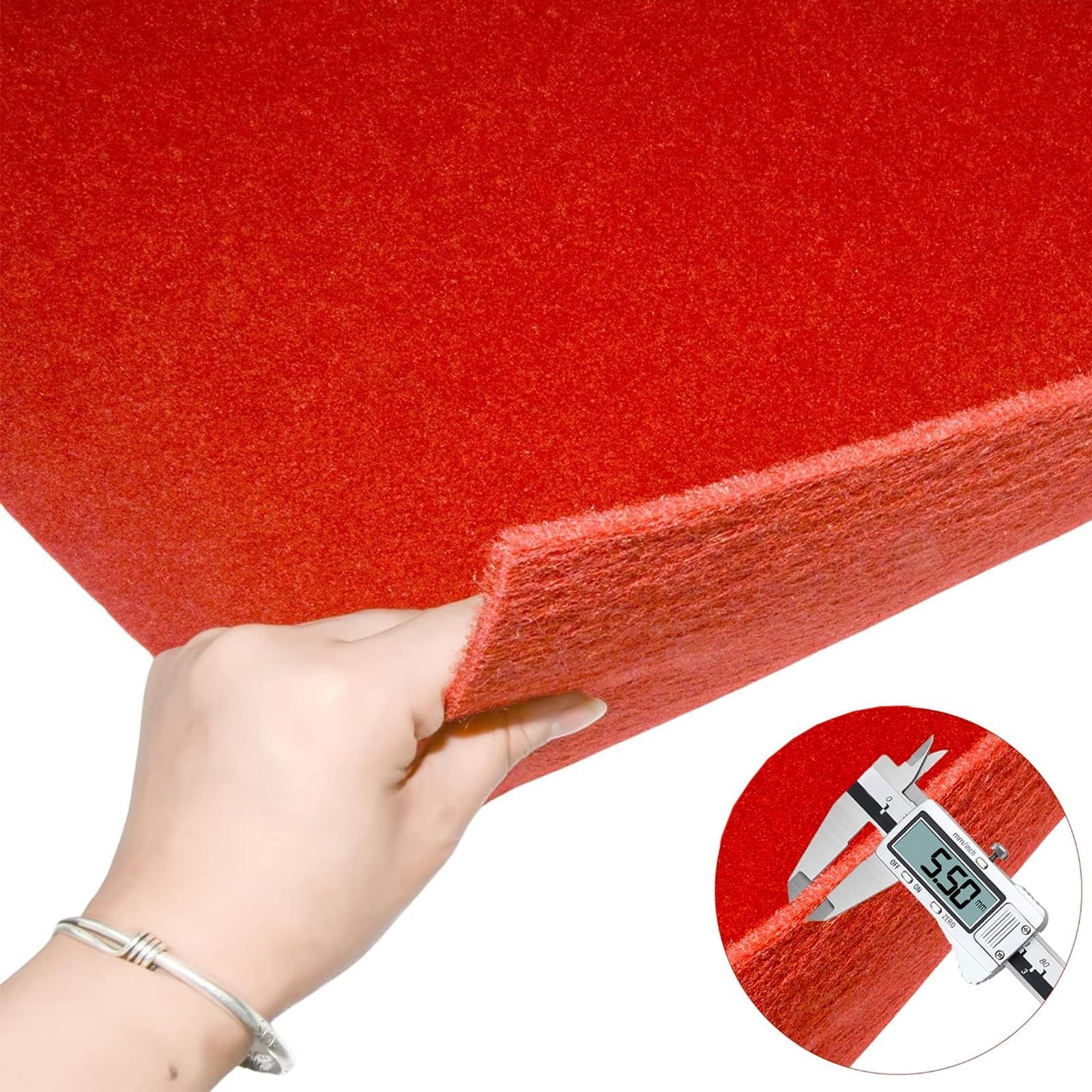 新品 uyoyous 厚さ5.5mm レッドカーペット 10m * 1.0m ロール 赤 絨毯 ウェディング 開会祝い 展示階段 パーティステージT 絨毯 滑り止めとソフトな肌触 パンチカーペット