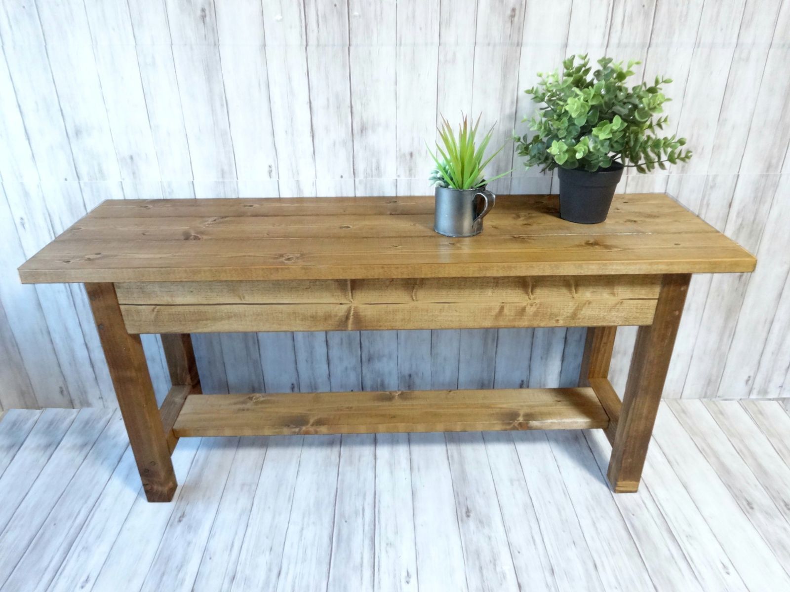 ハンドメイド ２人掛けベンチ チーク色