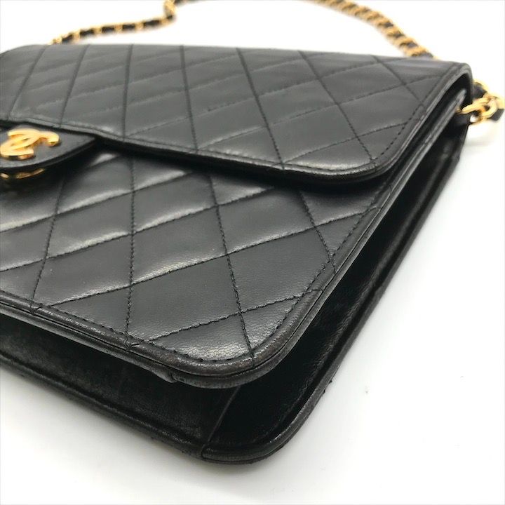 良品 CHANEL シャネル ココマーク マトラッセ ラムスキン チェーン  