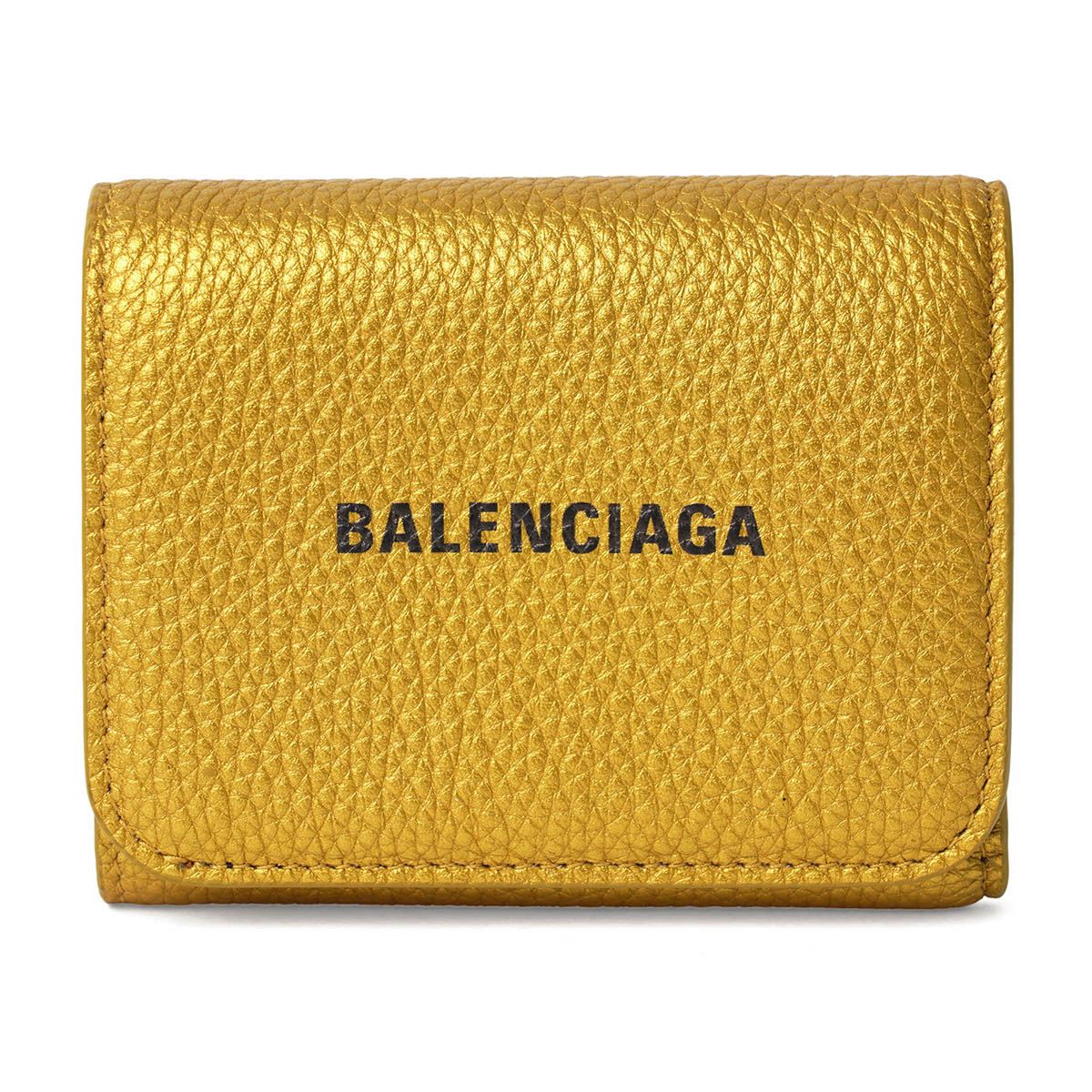 ma　BALENCIAGA ゴールド 三つ折り財布 新品 バレンシアガ BALENCIAGA 3つ折り財布 キャッシュ ゴールド