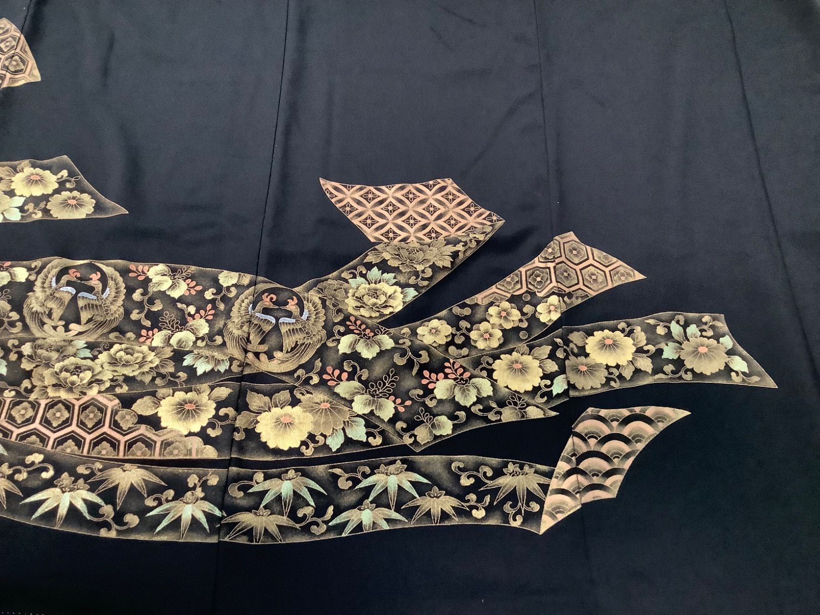 黒留袖 リメイクボレロ付きロングドレス 花柄 黒留袖 リメイクボレロ