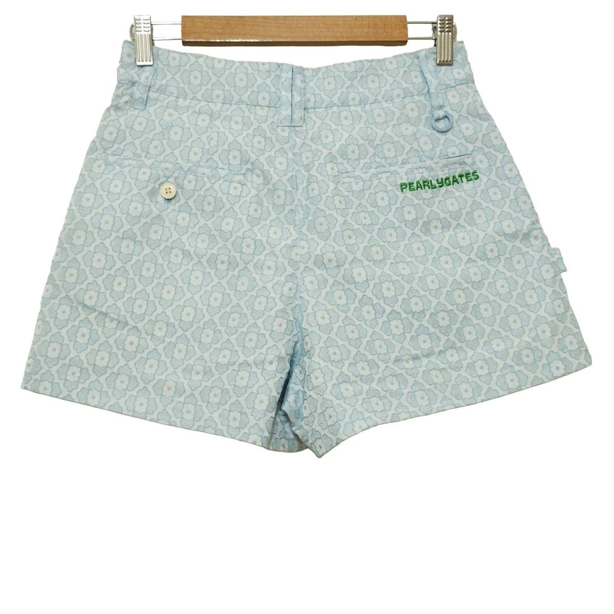 PEARLY GATES パーリーゲイツ ショートパンツ サイズ1 S レディース - ライトブルー×ライトグレー 花柄