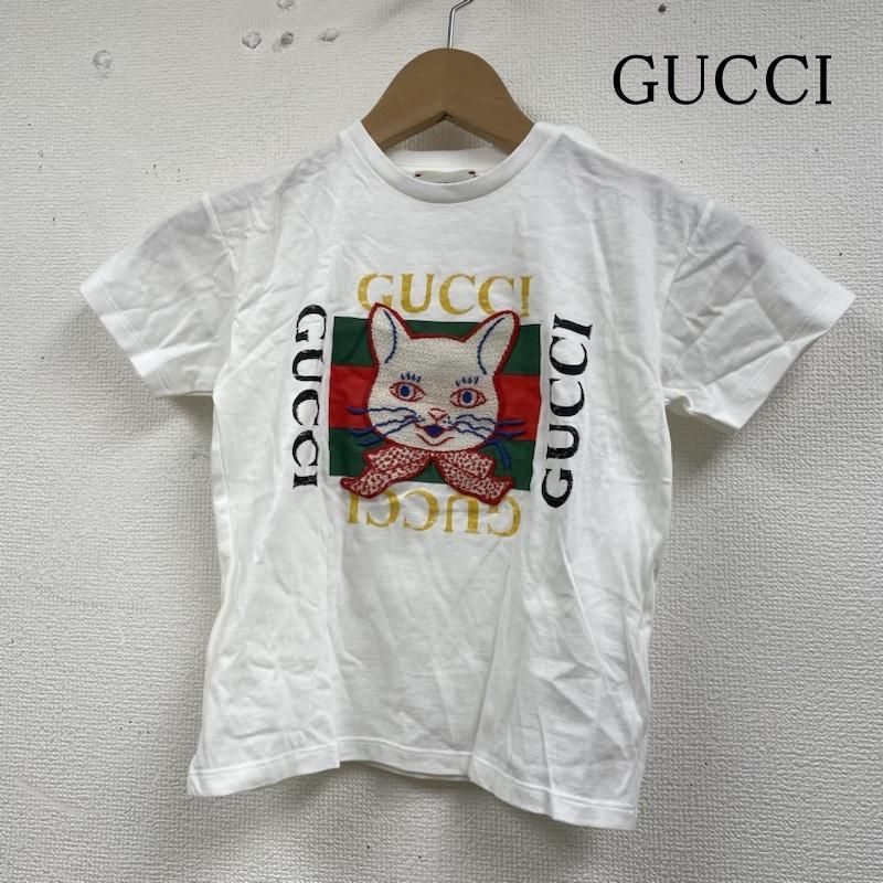 GUCCI グッチ Tシャツ 半袖 キッズ ヒグチユウコ コラボ 半袖 Tシャツ 猫 ネコ 刺繍 ロゴ プリント 子供服 サイズ36m