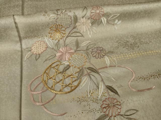 平和屋着物▽訪問着 駒刺繍 飾花文 金糸 やまと誂製 正絹 逸品