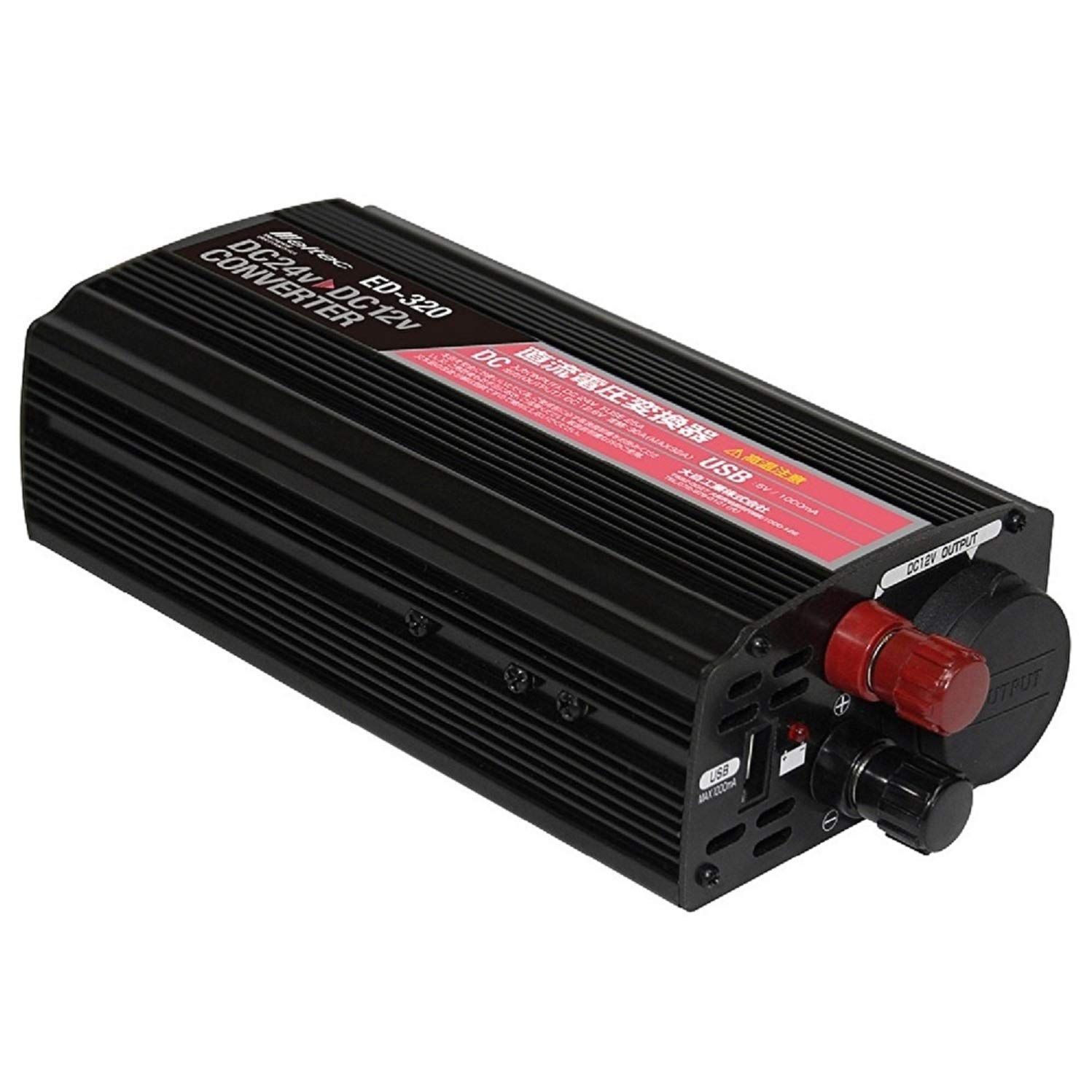 メルテック meltec 車載用 DCDCコンバーター デコデコ 3way USB-アクセサリーソケット-陸式ターミナル DC24V ソケット1口30A USB1口1A 配線タイプ Meltec ED-320