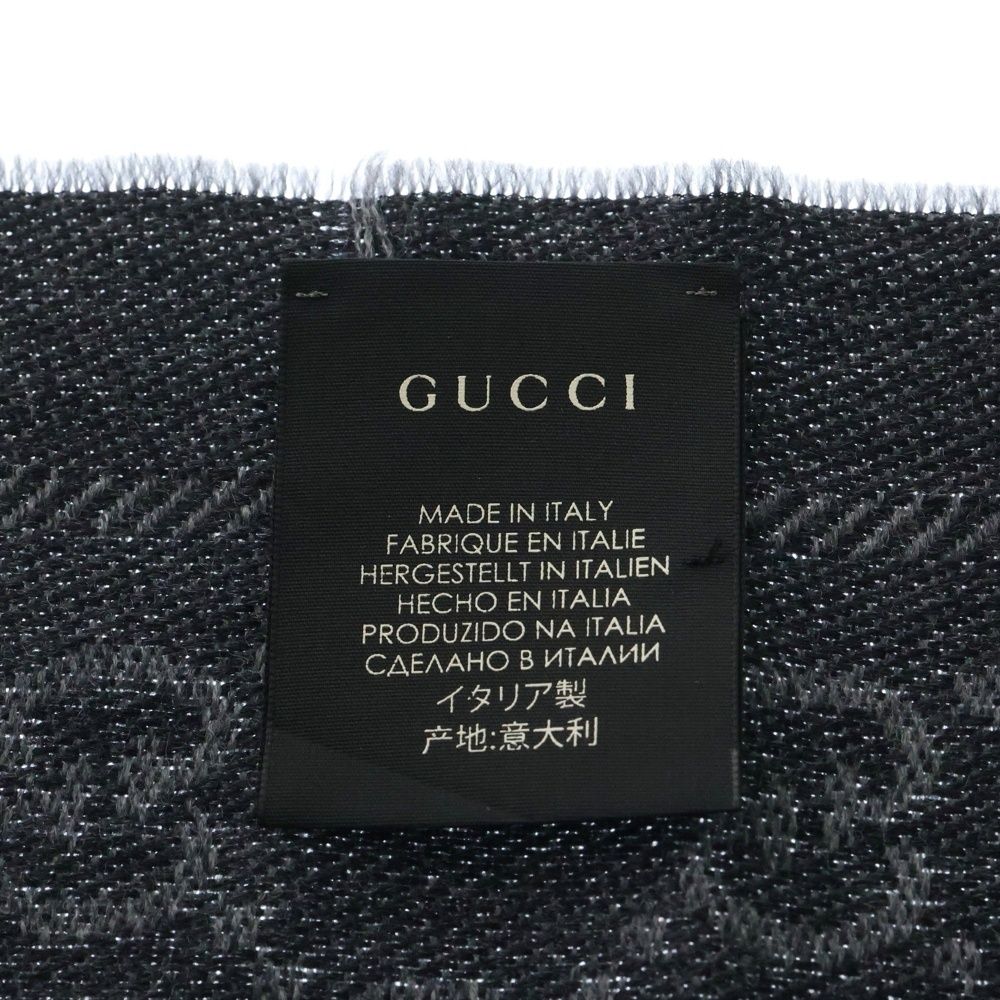  GUCCI グッチ GGジャガード 総柄 ウール マフラー ストール グレー その他 メンズ