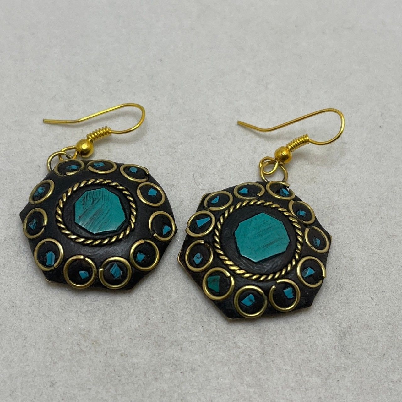 ピアス 六角形 黒 イヤリング ネイティブ エスニック アジアン