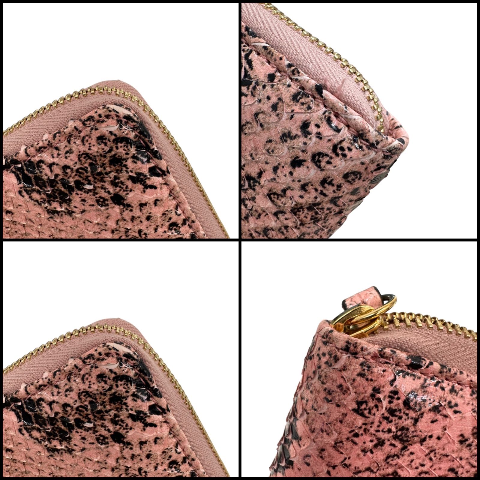 ✨美品✨GUCCI グッチ GGマーモント パイソン ピンク 長財布 ラウンド
