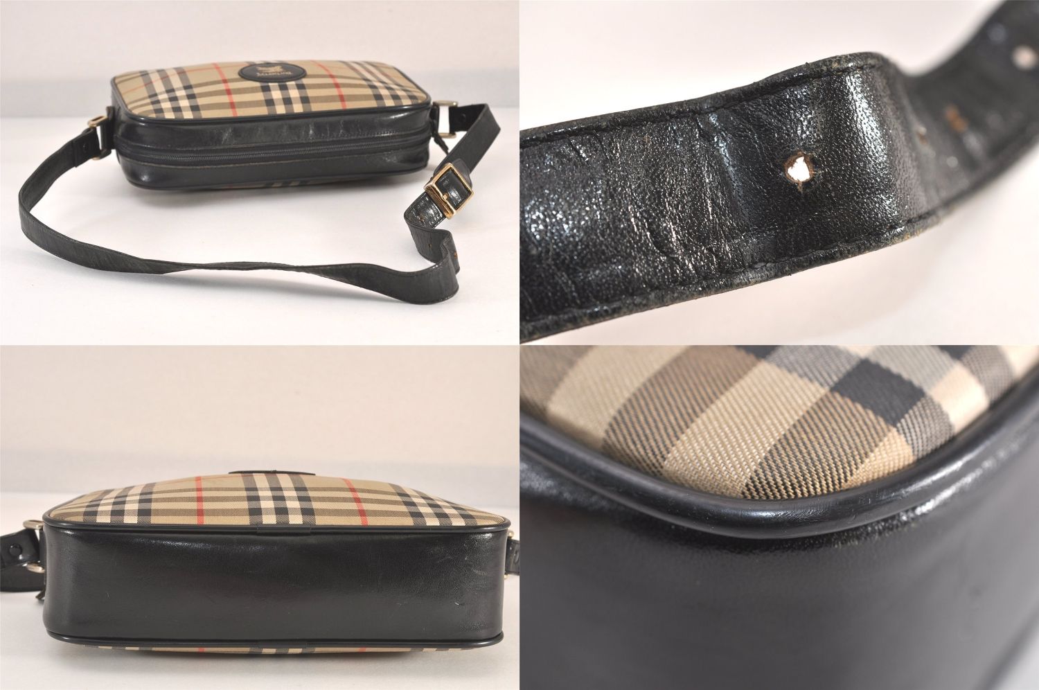 Burberrys バーバリーズ ノバチェック柄 ショルダークロスバッグ キャンバス レザー ベージュ 1949N