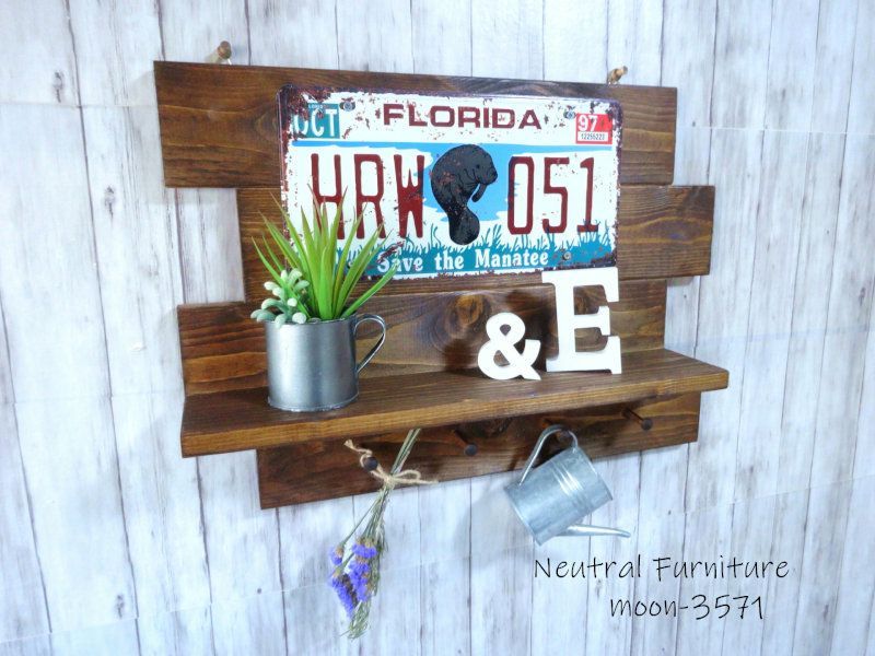 ハンドメイド ルーフシェルフ （チーク色×ナチュラル）