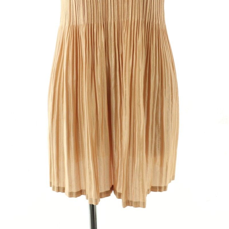 美品✨PLEATS PLEASE プリーツ　ベージュ　チュニック　スリット入り プリーツプリーズ PLEATS PLEASE イッセイミヤケ プリーツ