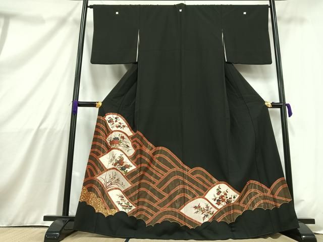 平和屋着物□中国三大刺繍 スワトウ刺繍 汕頭刺繍 豪華黒留袖 駒刺繍