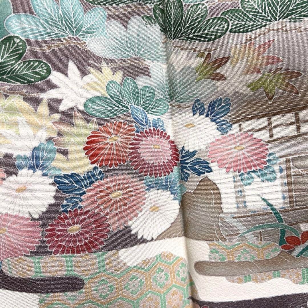 色留袖 茶屋辻 風景 菊花 松竹梅 ヱ霞 亀甲 蜀江紋 着物 084a d