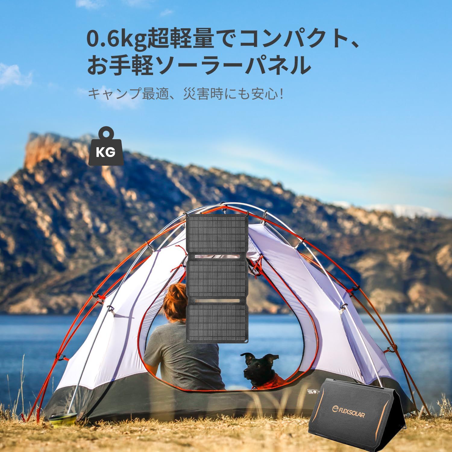 FlexSolar 20W ソーラーパネル 折りたたみ式 薄型 USB/DCポート付き(最大19.8V/1.1A) IP67防水防塵 ソーラー充電器 スマホ充電器 ハイキング、災害時にも最適 Phone/Pad/Android各機種対応