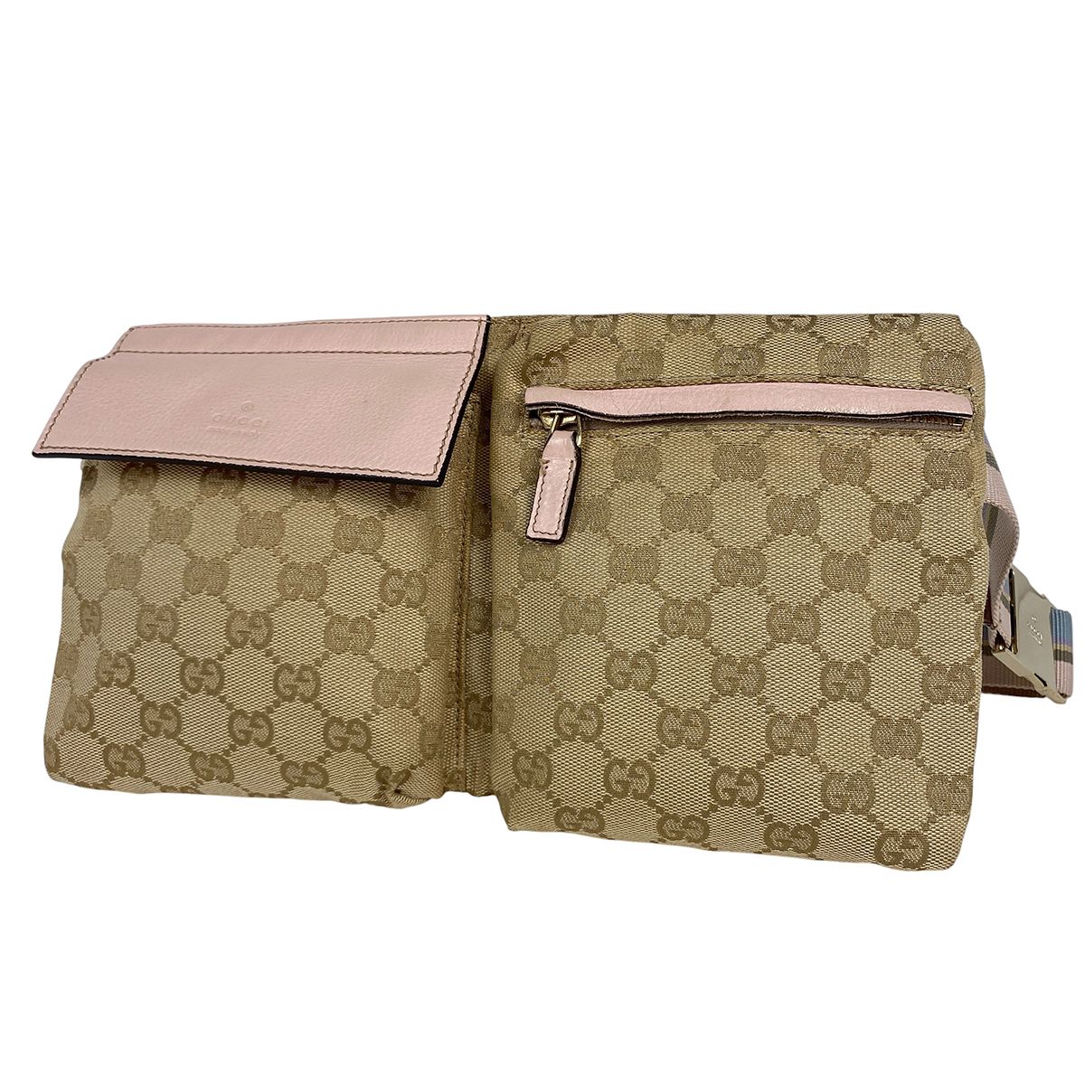 グッチ GUCCI GG柄 ウエストバッグ ウエストポーチ シェリーライン ウェブ ボディバッグ GGキャンバス ベージュ ピンク 28566 レディース