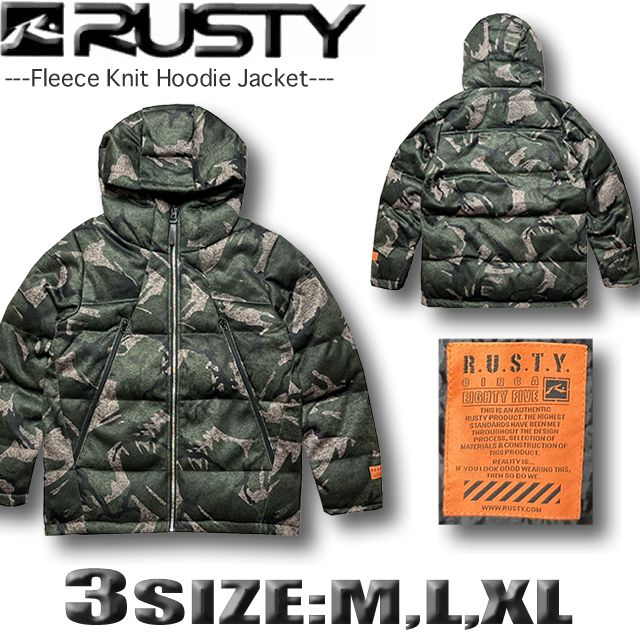 RUSTY ラスティー メンズ 中綿ジャケット パーカー フリース