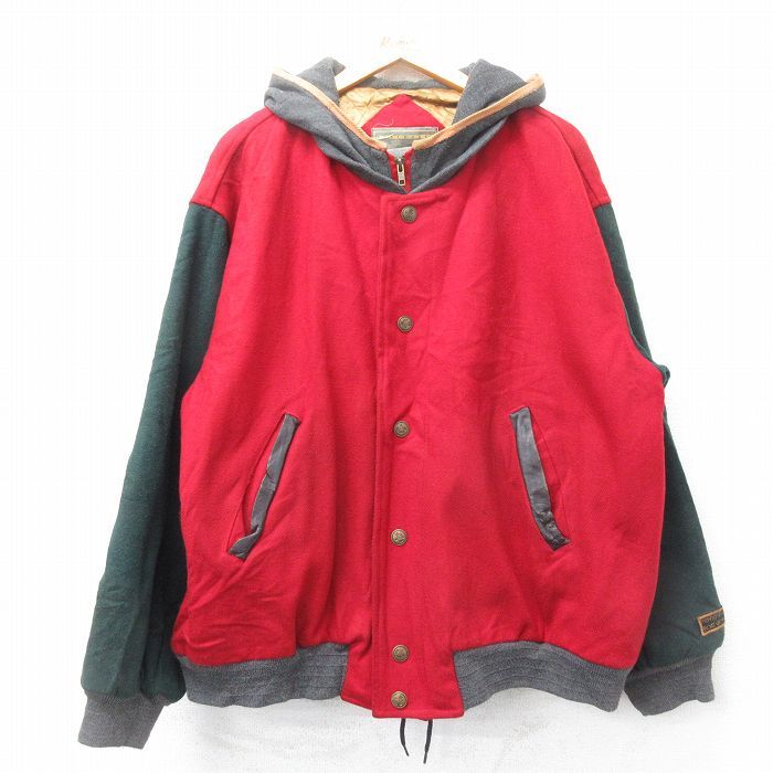 XL/古着 長袖 ウール ジャケット パーカー メンズ 90s 大きいサイズ 赤他 レッド 25feb03 中古 アウター