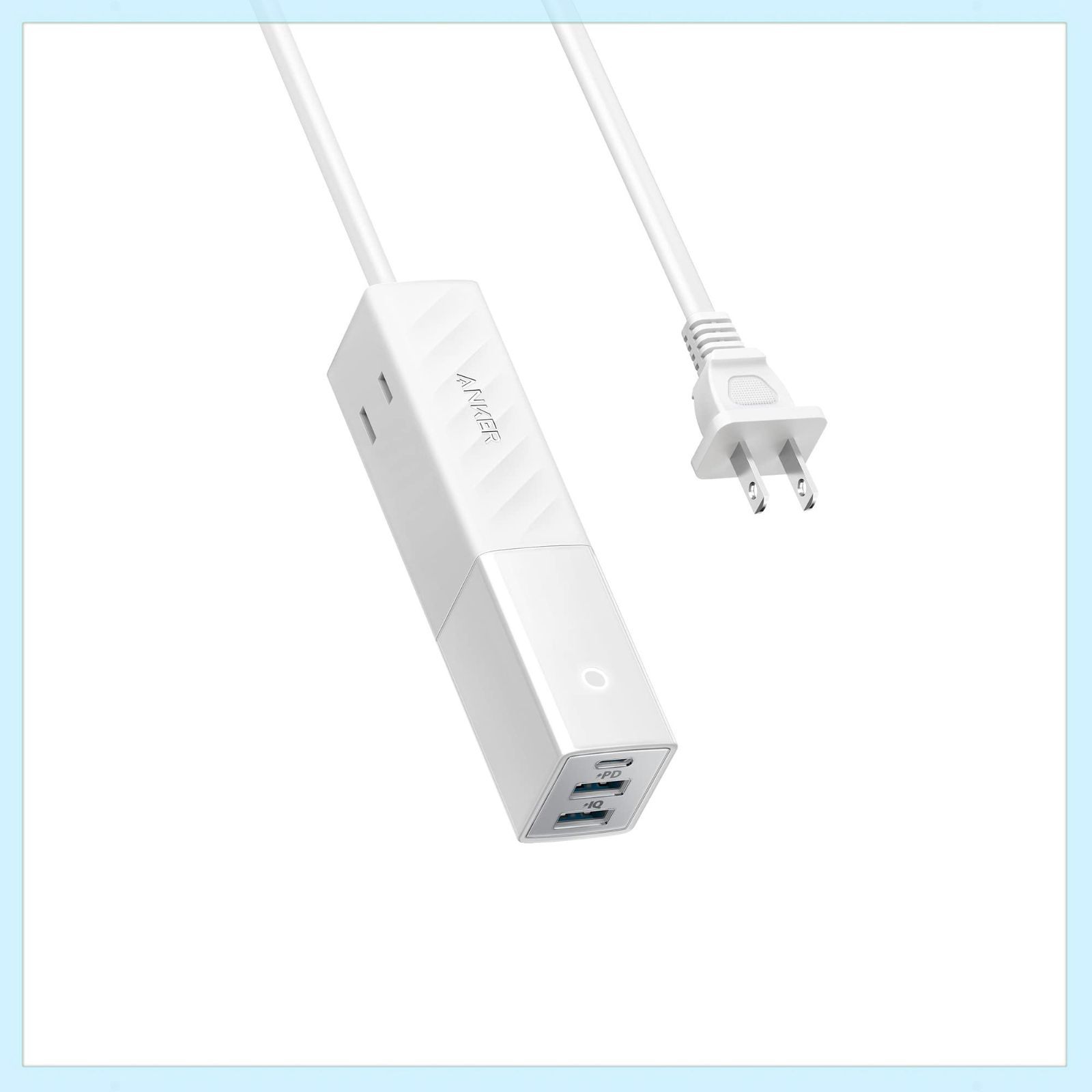Anker 511 USB Power Strip USBタップ 電源タップ AC差込口 2口 USB-C 1ポート USB-A 2ポート 延長コード 1.5m PSE技術基準適合|USB Power Delivery対応 MacBook PD対応
