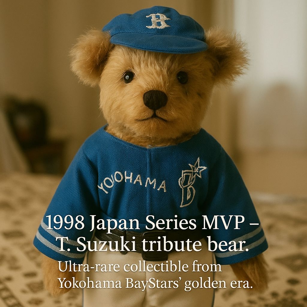 1998年 日本シリーズ 横浜ベイスターズMVP 鈴木尚典モデル|1998 Baseball Japan Series MVP T. Suzuki Model Teddy Bear–Yokohama BayStars Vintage Collectible