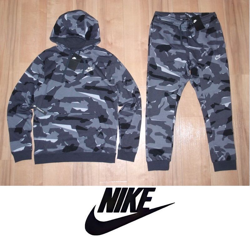 新品 NIKE クラブ カモ スウェット上下 セット L パーカー BB ジョガー 