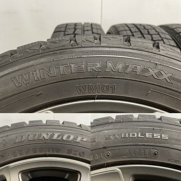 【DUNLOP WM01 185/55R15】スタッドレス【EUROBAHN 15インチ 6J4HPCD98+35】バリ溝 フィアット500 チンクエチェント等　(MTC515)クレジットカード QRコード決済可能 DUNLOP WM01 185/55R15】スタッドレス【EUROBAHN 15インチ 6J4HPCD98+