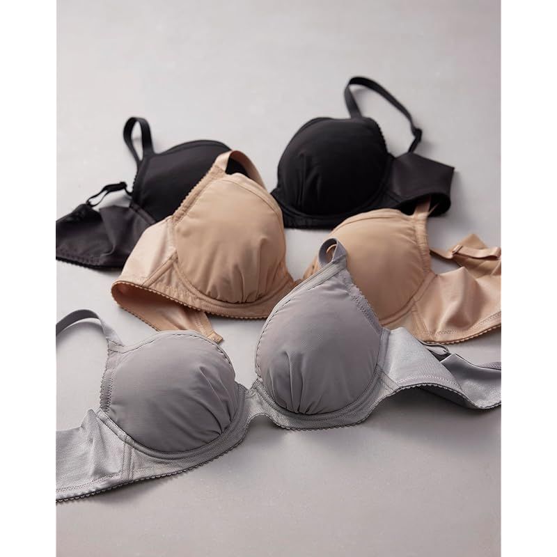 ワコール ブラジャー 小さく見せるブラ シンプル 着やせ効果 コンパクトにメイク バストの突出をおさえる 背中の段差を軽減 大きいサイズ BRB452 レディース GY 1