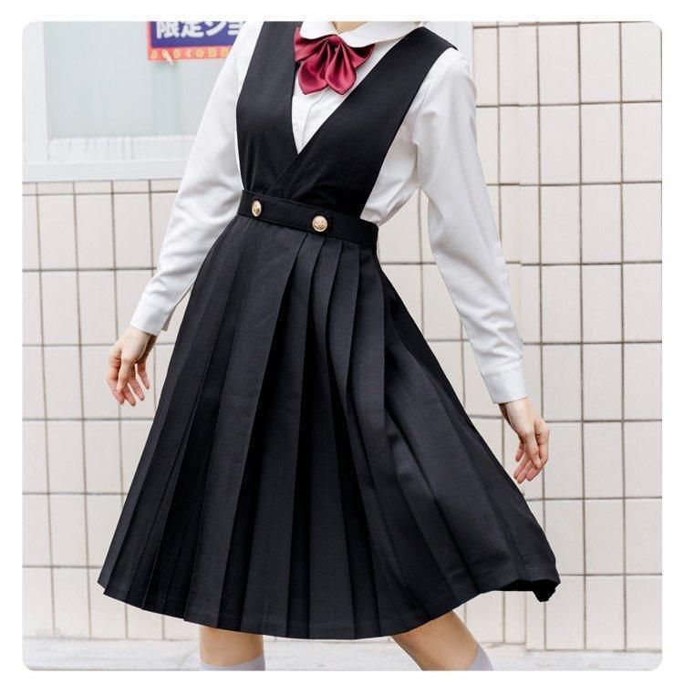 女子高生サロペット制服スカートプリーツスカートセーラー服学生
