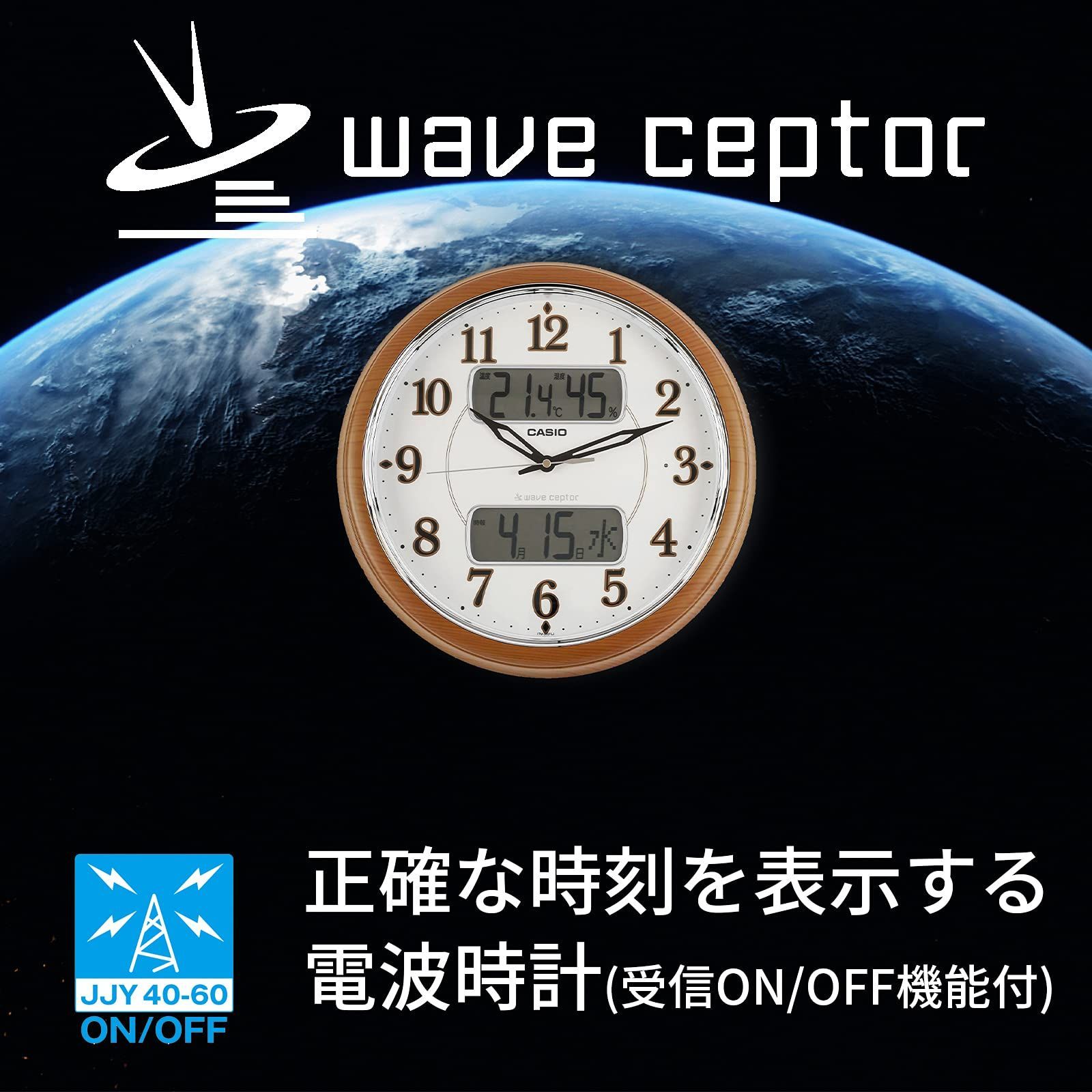 人気商品】ITM-900FLJ-5JF 表示 カレンダー 湿度 温度 時報機能 野鳥のさえずり 常時点灯 アナログ 直径35.3cm ブラウン 電波  掛け時計 CASIO(カシオ) - メルカリ