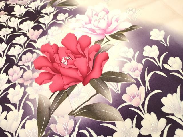 華やかな花柄の着物　振袖　舞花文　暈し染め　洗える着物★　大衆演劇 華やかな花柄の着物 振袖 舞花文 暈し染め 洗える着物☆ 大衆