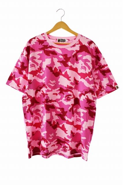 A BATHING APE◆半袖Tシャツ/M/コットン/ピンク/カモフラ/001CSJ202001L/総柄 アベイシングエイプ A BATHING APE ABC CAMO APE HEAD RELAXED