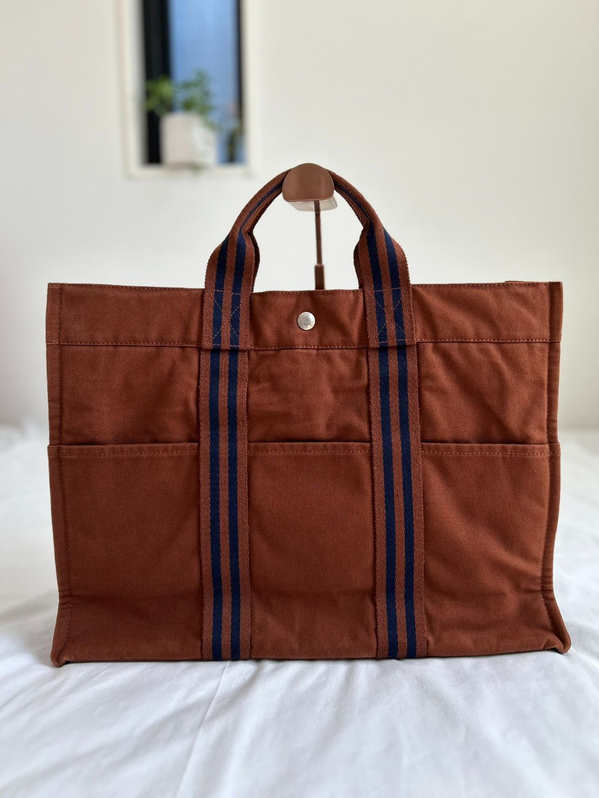 美品】HERMES フールトゥ MM ブラウン/ネイビー トートバッグ905-25 - メルカリ