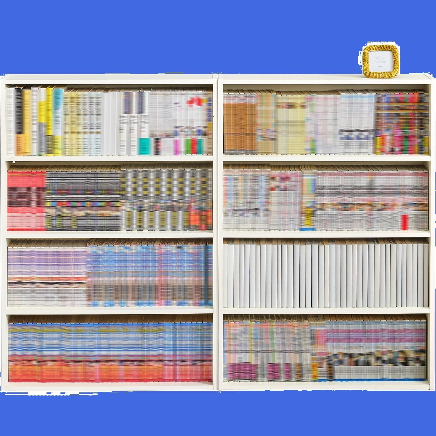 在庫 本棚 コミックラック スリム 2個 萩原 コミック 約312冊分 薄型 4段 幅 60 奥行 17 高さ 89 ホワイト 2個組 RCC-1508WH