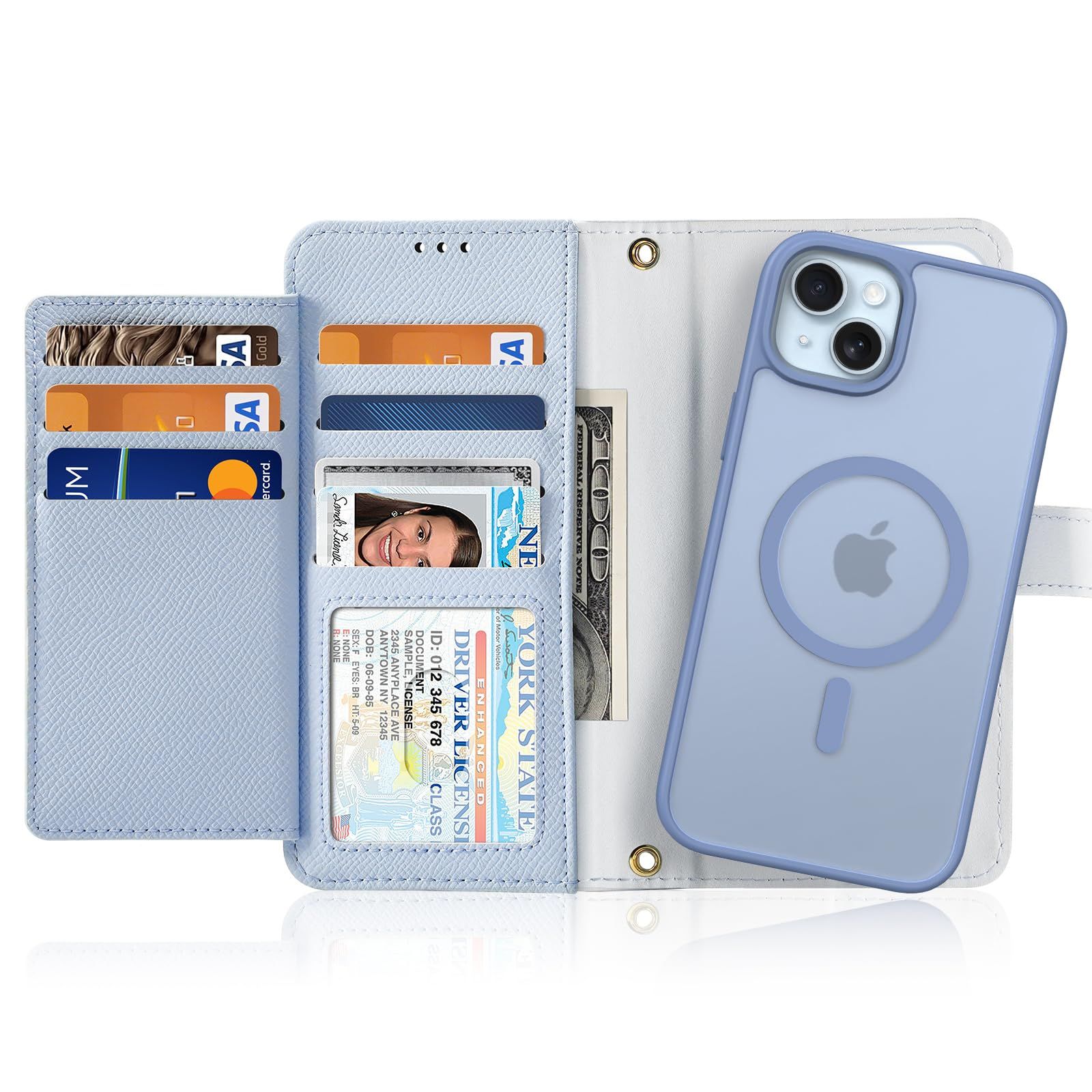 【数量限定】【2024新登場・2in1分離式・財布一体型】iPhone 15 Plus 手帳型ケース 2in1分離式 本革 財布一体型 ファスナー ポケット付き 取り外し自由 2way アイホン15 プラス 携帯カバー 大容量カ