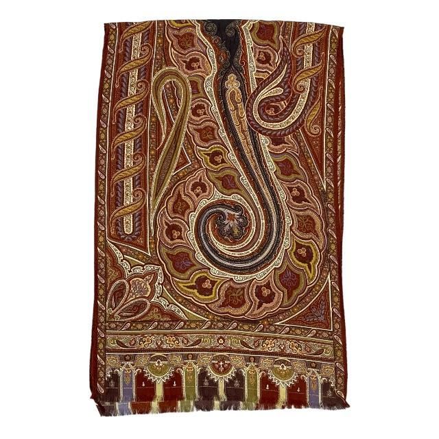 ETRO エトロ スカーフ ストール ショール 小物 アクセサリー 総柄 ペイズリー柄 シルク ウール ブラウン マルチカラー - メルカリ