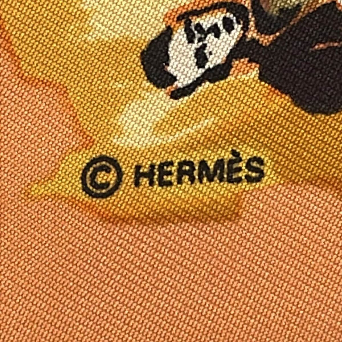 HERMES(エルメス) スカーフ美品 プチカレ オレンジ×ブルー×マルチ  