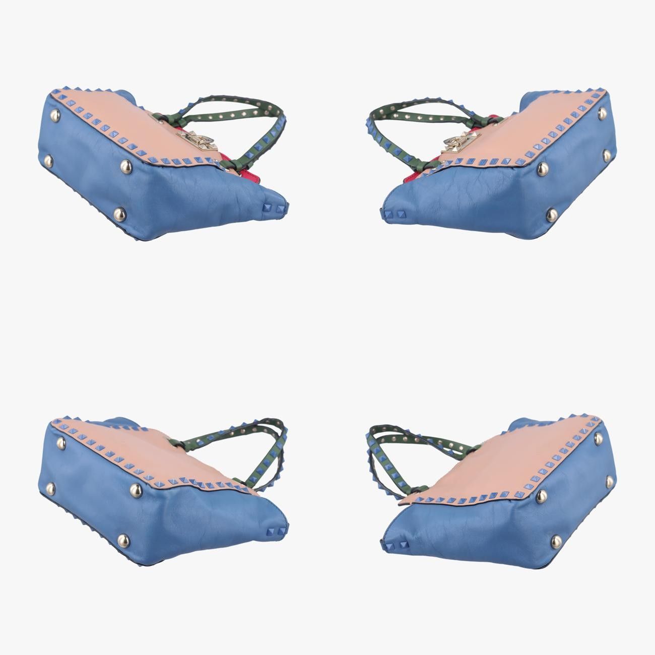 ヴァレンティノValentinoロックスタッズベージュ×ピンク×ブルー×グリーンレザーBL-K861VBJ2