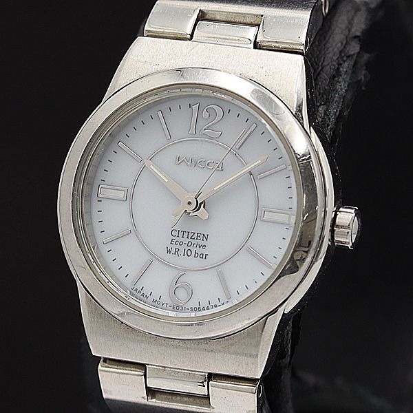 稼働 シチズン ウィッカ ソーラー E031-S039321 ホワイト文字盤 レディース腕時計 2000000 NSK