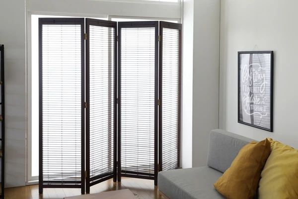 衝立 ブラインドパーテーション 折りたたみ 和風 4連 ブラインド式に