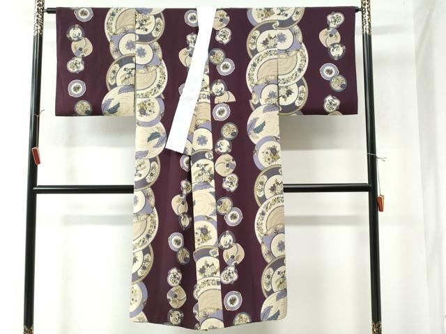 平和屋着物●長襦袢 袷 草花丸文 正絹 CAAW8098yc