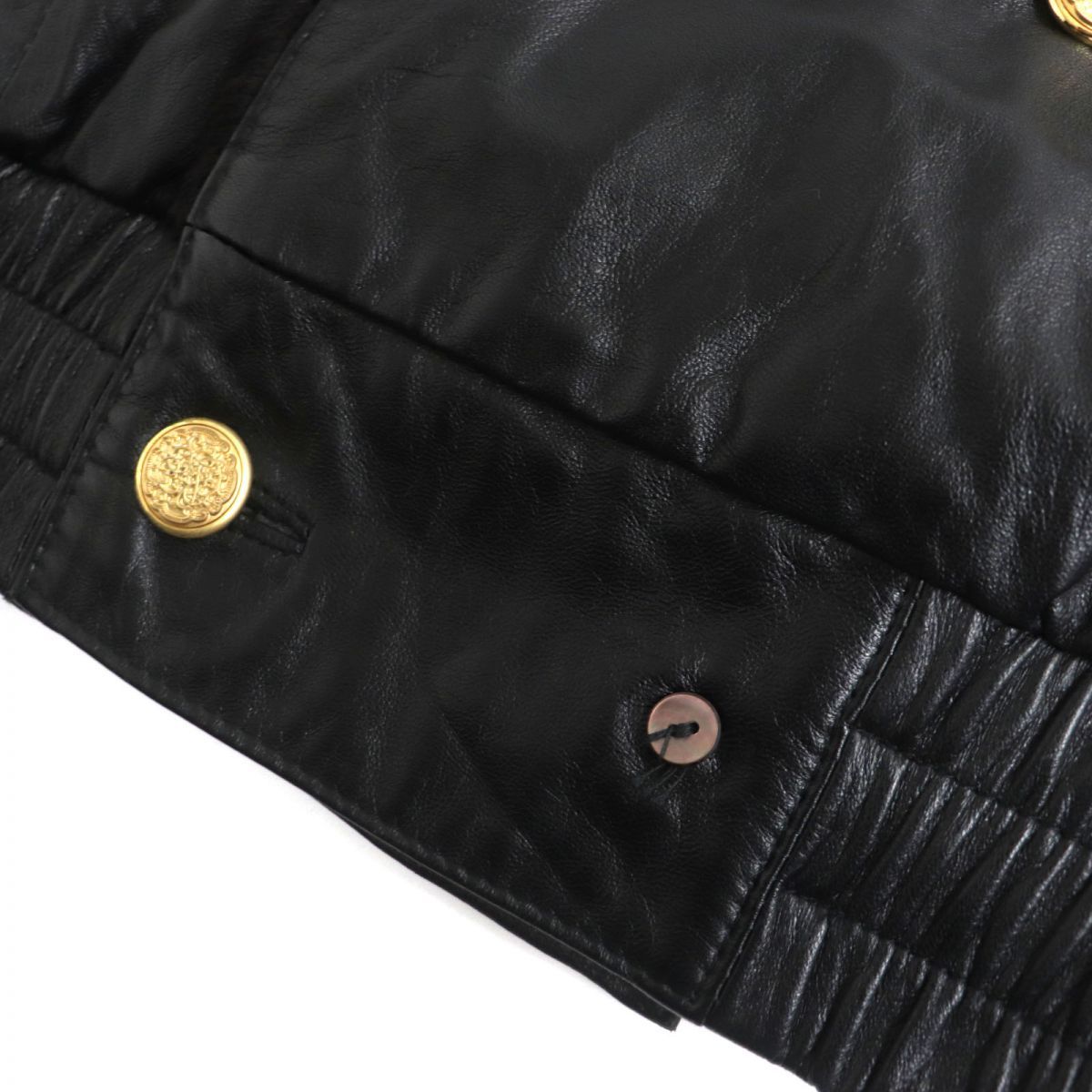 美品▽メンズ用 MINK ミンク×レザー ダブルタイプ 金ボタン 