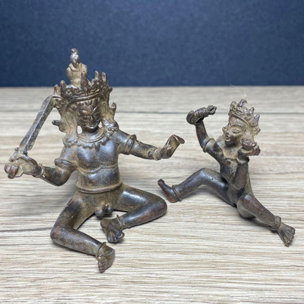 仏教美術 仏像 西方三聖仏像 家内 供養 銅 工芸品 置物 三仏像、 柘植木西方三聖：阿弥陀如来・観音菩薩・大勢至菩薩