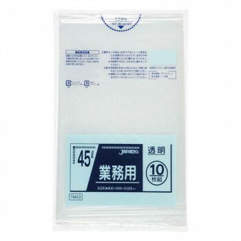 ジャパックス スタンダードポリ袋45L 透明 10枚×60冊 TM43