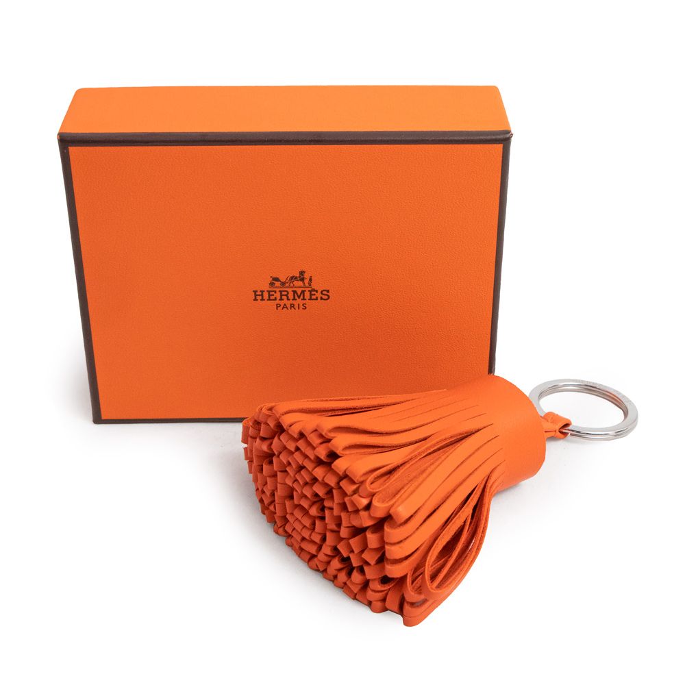 エルメス カルメン キーホルダー キーリング バッグチャーム アニューミロ ラムスキン レザー シルバー金具 フー オレンジ W刻印 HERMES ♥ 展示品 USTAUSTRALIA_COM_AU
