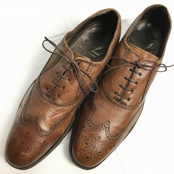 フローシャイム ロイヤルインペリアル フルブローグ ウイングチップシューズ 茶|BROWN size9.5B 26.5-27.0-27.5|メンズ 菅NO.ZD-35<sale>