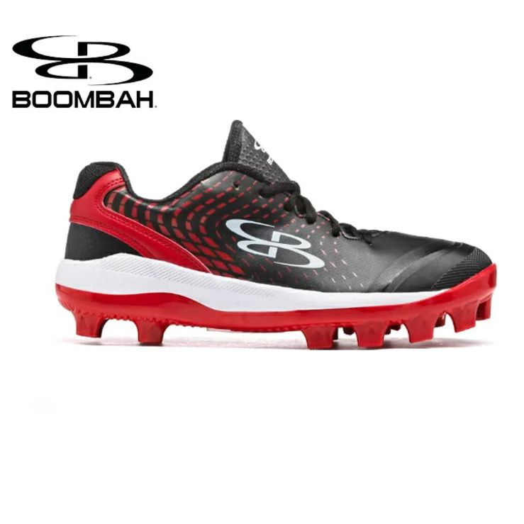 送料無料 ブーンバー Boombah メンズ野球スパイククリート 黒に赤 サイズ25cm