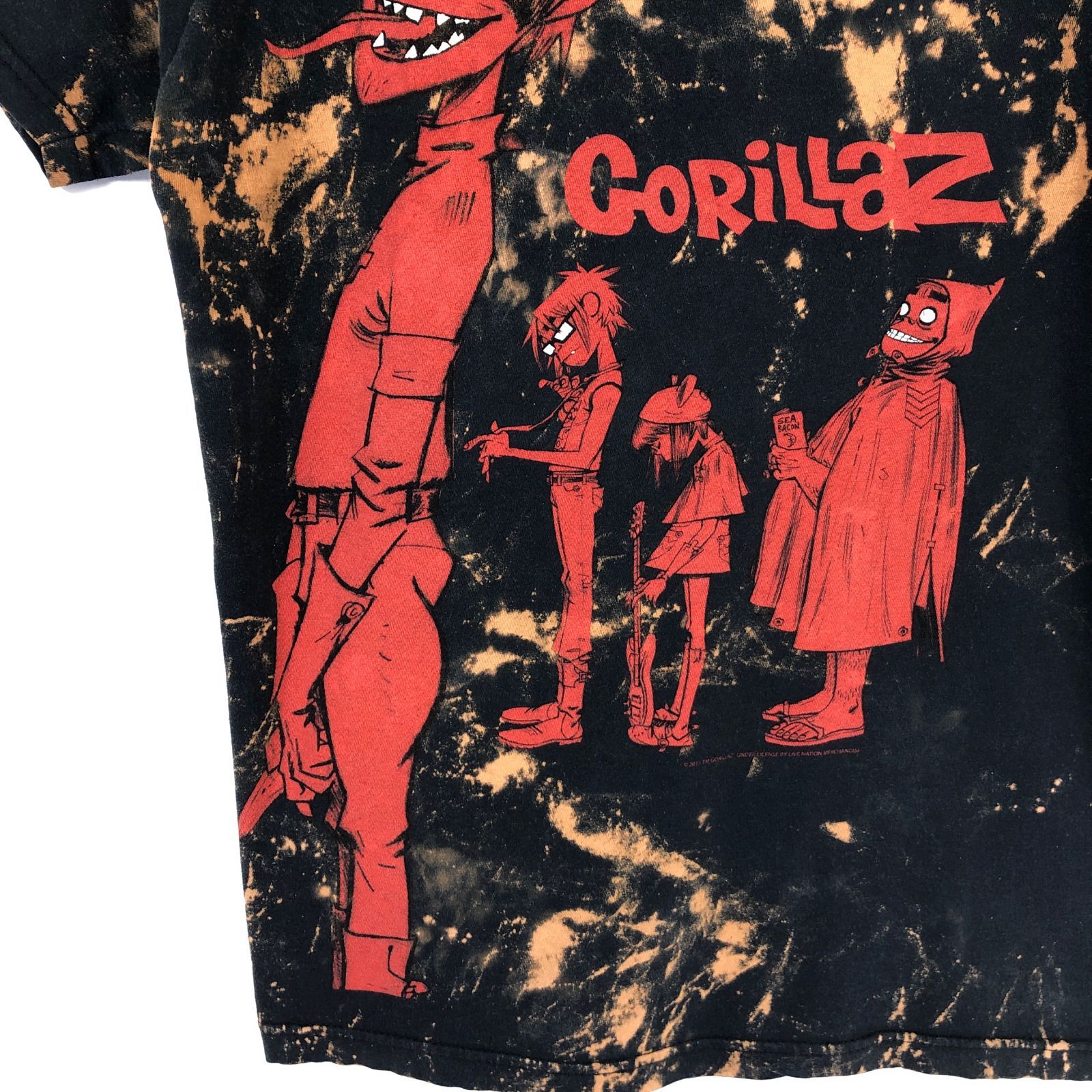 ゴリラズ Gorillaz バンドTシャツ ブリーチ加工 黒 M 古着 - メルカリ