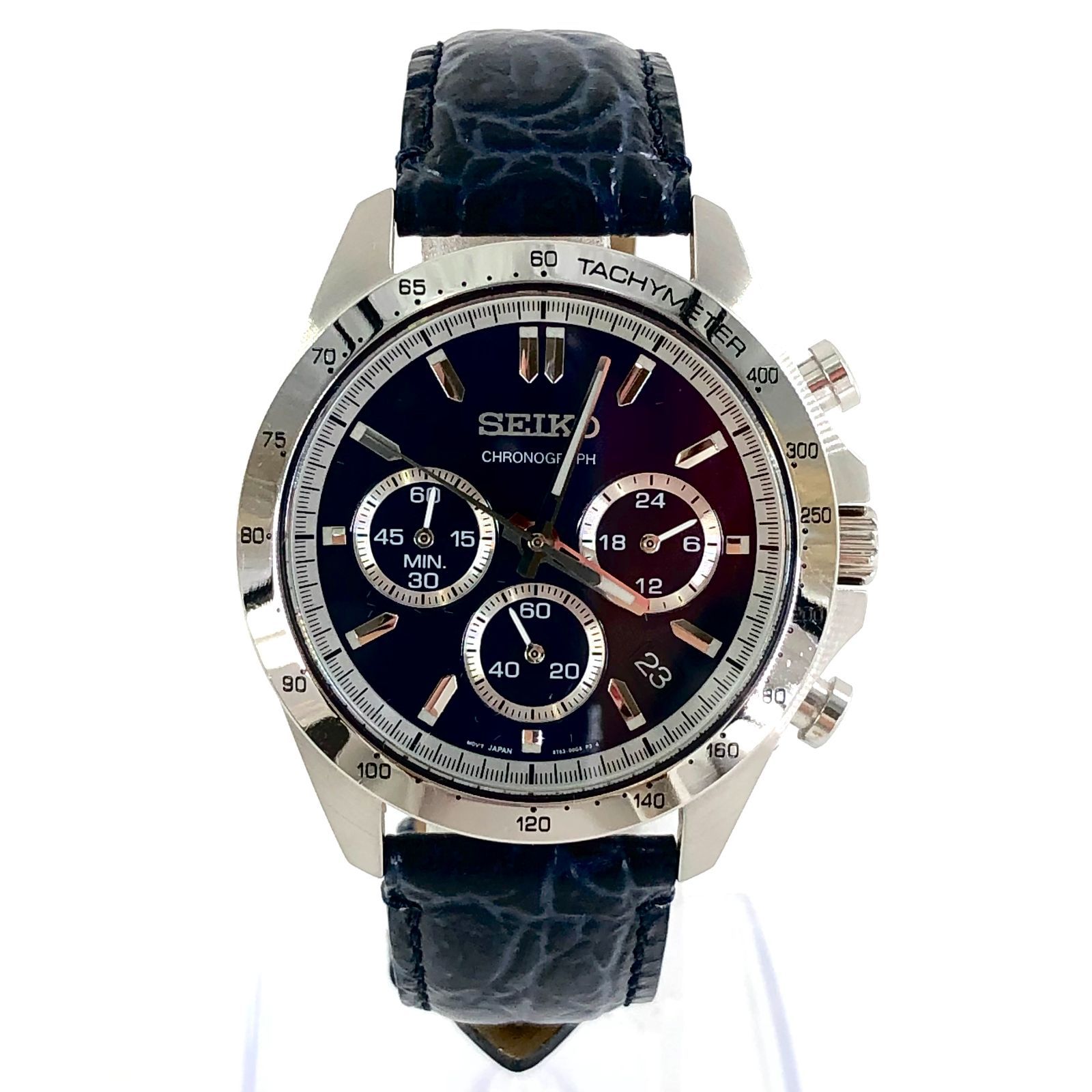SEIKO セイコー 8T63-00D0 クロノグラフ デイト SS/QZ ブルー文字盤 