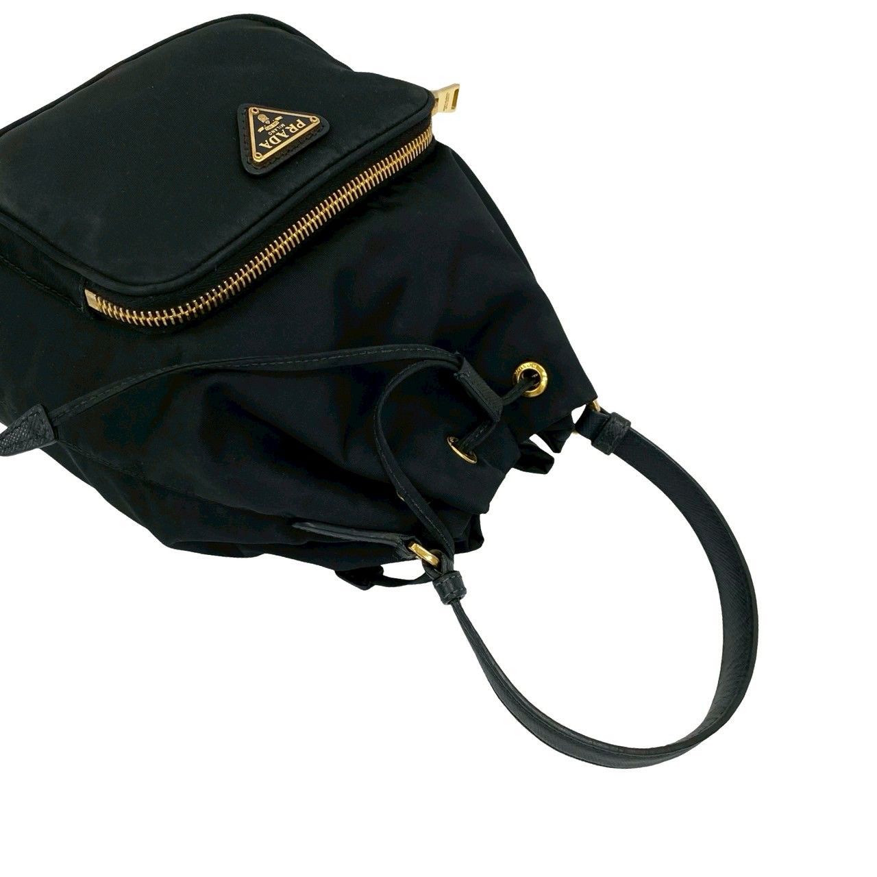 ✨極希少✨プラダ チェーンショルダーバッグ ミニ 三角ロゴ ナイロン レザー 黒 PRADA プラダ 三角ロゴ ショルダーバッグ レザー ナイロン